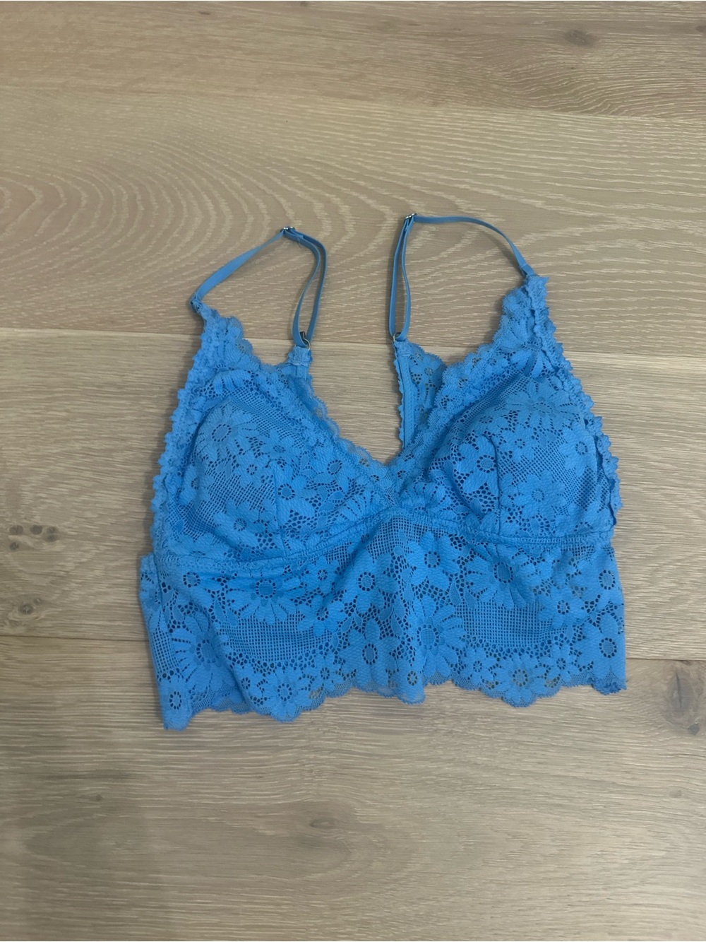 aerie Floral Lace Bralette in Bright Blue